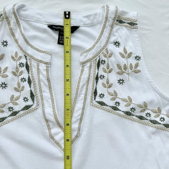 banana republic sleeveless top XXS Embroidered Design White Green And Beige - Picture 8 of 12